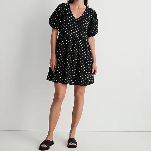 Madewell V-Neck Puff-Sleeve Mini Dress in Floral Ikat - Picture 1 of 12